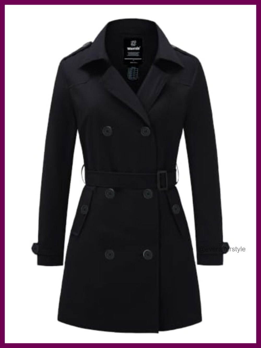 Women's Classic Trench Coat Double-Breasted Belted Water Repellent